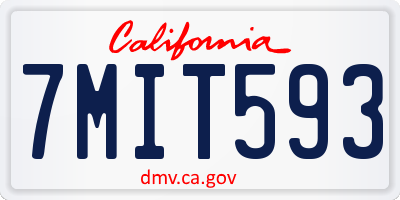 CA license plate 7MIT593