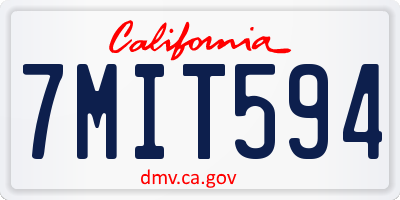 CA license plate 7MIT594