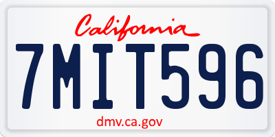 CA license plate 7MIT596