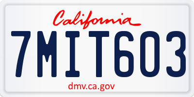 CA license plate 7MIT603