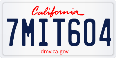 CA license plate 7MIT604