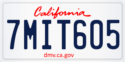 CA license plate 7MIT605