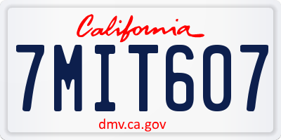 CA license plate 7MIT607
