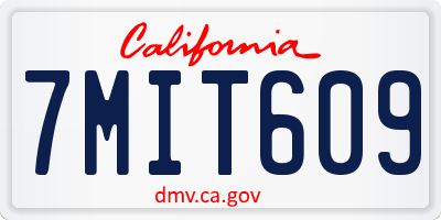 CA license plate 7MIT609