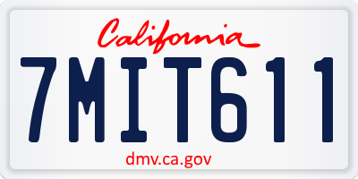 CA license plate 7MIT611
