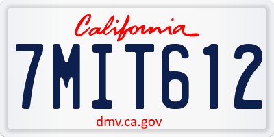 CA license plate 7MIT612