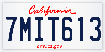 CA license plate 7MIT613