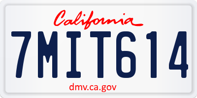 CA license plate 7MIT614