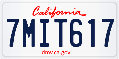 CA license plate 7MIT617