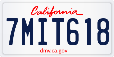 CA license plate 7MIT618