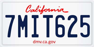 CA license plate 7MIT625