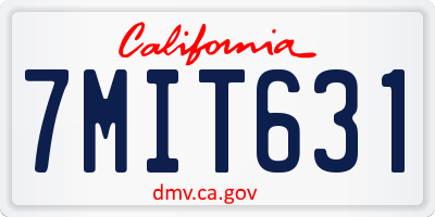 CA license plate 7MIT631