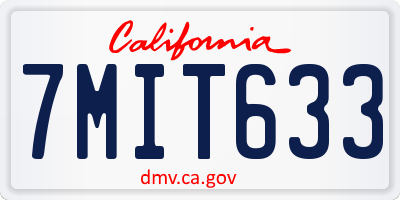 CA license plate 7MIT633
