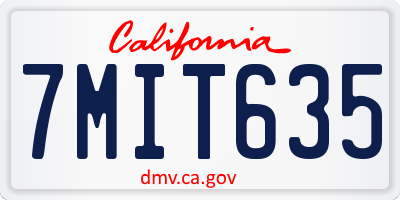 CA license plate 7MIT635