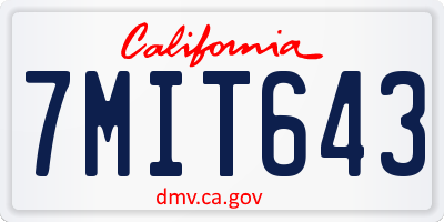 CA license plate 7MIT643