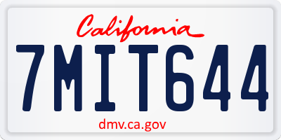 CA license plate 7MIT644