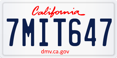 CA license plate 7MIT647