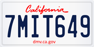 CA license plate 7MIT649