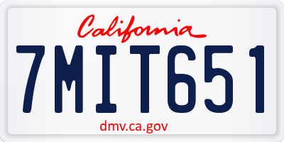 CA license plate 7MIT651