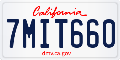 CA license plate 7MIT660