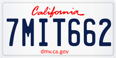 CA license plate 7MIT662