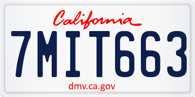 CA license plate 7MIT663