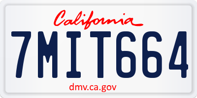 CA license plate 7MIT664