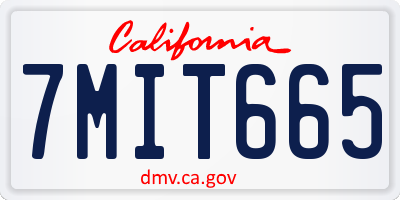 CA license plate 7MIT665