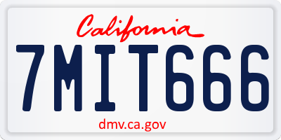 CA license plate 7MIT666