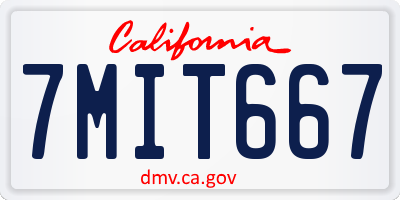 CA license plate 7MIT667