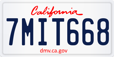 CA license plate 7MIT668