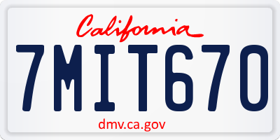 CA license plate 7MIT670