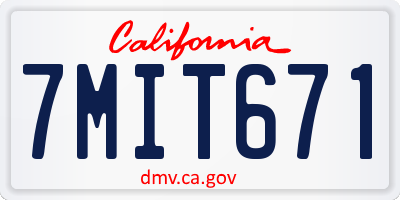 CA license plate 7MIT671