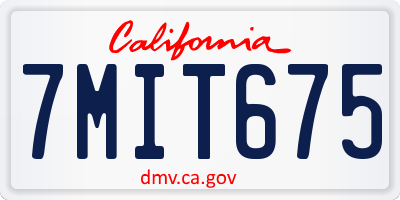 CA license plate 7MIT675