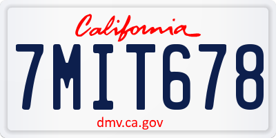 CA license plate 7MIT678