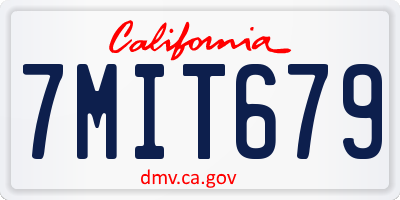 CA license plate 7MIT679