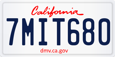CA license plate 7MIT680