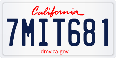 CA license plate 7MIT681
