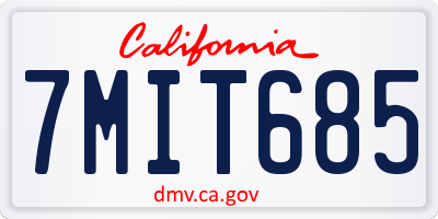 CA license plate 7MIT685