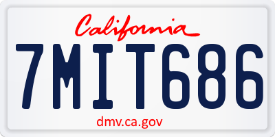CA license plate 7MIT686