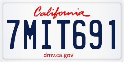 CA license plate 7MIT691