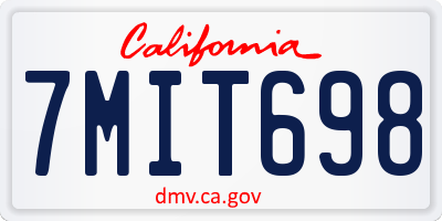 CA license plate 7MIT698