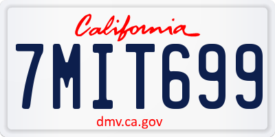 CA license plate 7MIT699