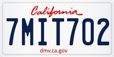 CA license plate 7MIT702