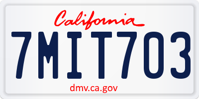 CA license plate 7MIT703