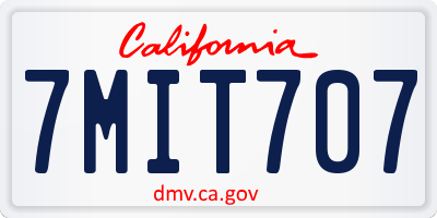 CA license plate 7MIT707