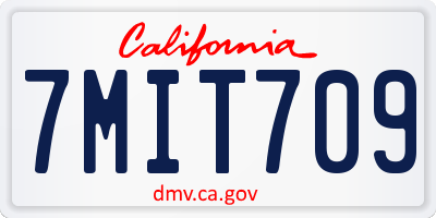 CA license plate 7MIT709