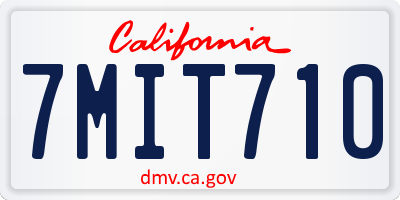 CA license plate 7MIT710