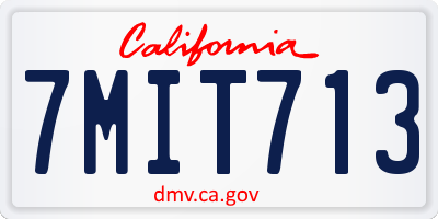 CA license plate 7MIT713