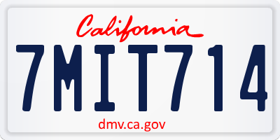 CA license plate 7MIT714